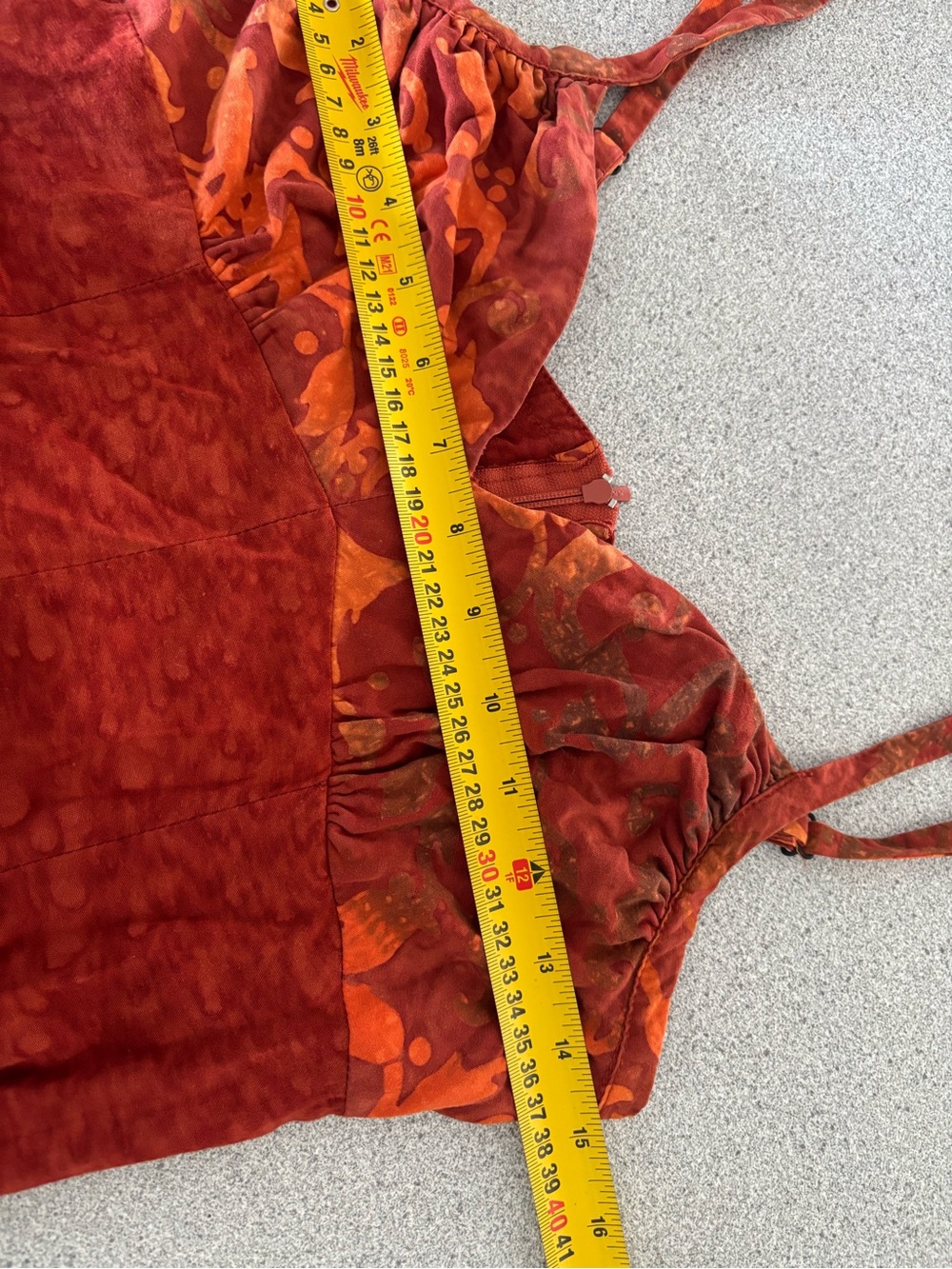 Boho Batik Print Maxi Dress Rust Orange Festival Fairy Grunge Y2K Small Godet - Picture 9 of 14